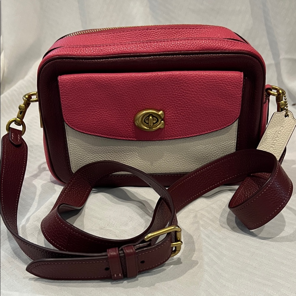 COACH Color-block CrossBody Pink & Cream Women's Bag